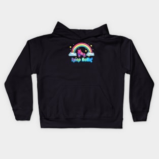 Keep Rolling Roller Skating Rainbow Seventies Style Kids Hoodie